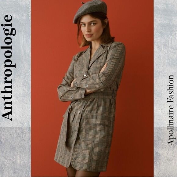 ANTHR BY PILCRO BLAZER DRESS IN BROWN MOTIF XL NWT - Picture 1 of 6